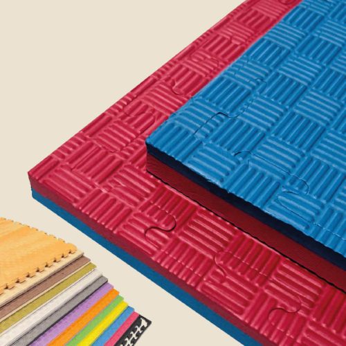 Tatami Puzzle 2cm Azul/Rojo 100x100cm, Reversible Antideslizante F